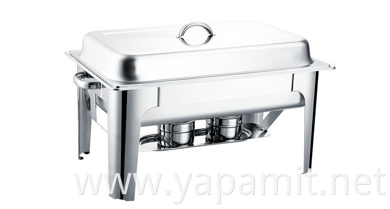 Silver stainless steel heating pot with handle